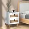 Costway Modern Nightstand End Bedside Table with 2 Rattan Drawers & Solid Wood Legs White